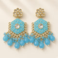 Aasmani Sky Blue Meenakari Drop Earrings - studio view