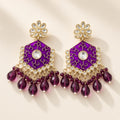 Jamuni Purple Meenakari Drop Earrings - studio view