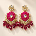 Gulnaar Magenta Pink Meenakari Drop Earrings - studio view