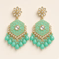 Pista Mint Meenakari Drop Earrings - studio view