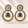 Nisha Black Chandbali Hoop Jhumkas - studio view