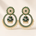 Zumrud Emerald Green Chandbali Hoop Jhumkas - studio view