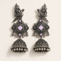 Tota Kasni Lavender Oxidised Parrot Jhumkas - studio view