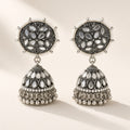 Aaina Oxidised Mirror Jhumkas - studio view