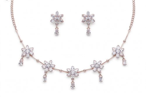 Chameli Crystal Flower Necklace Set - studio view