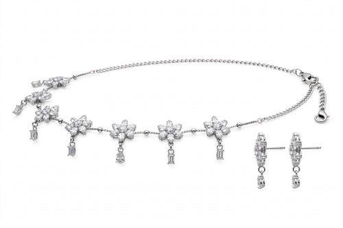 Chameli Crystal Flower Necklace Set - second angle