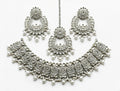 Chandni Silver Pearl Chandbali Bridal Set - studio view