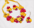 Genda Yellow & Red Floral Haldi Jewellery Set - studio view