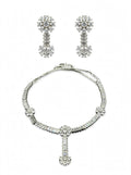 Heera Silver Baguette CZ Necklace Set - studio view