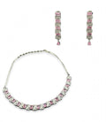 Pari Pink CZ Necklace Set - studio view