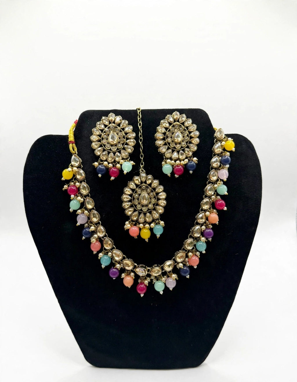 Navrang Multicolour Kundan Necklace Set - studio view