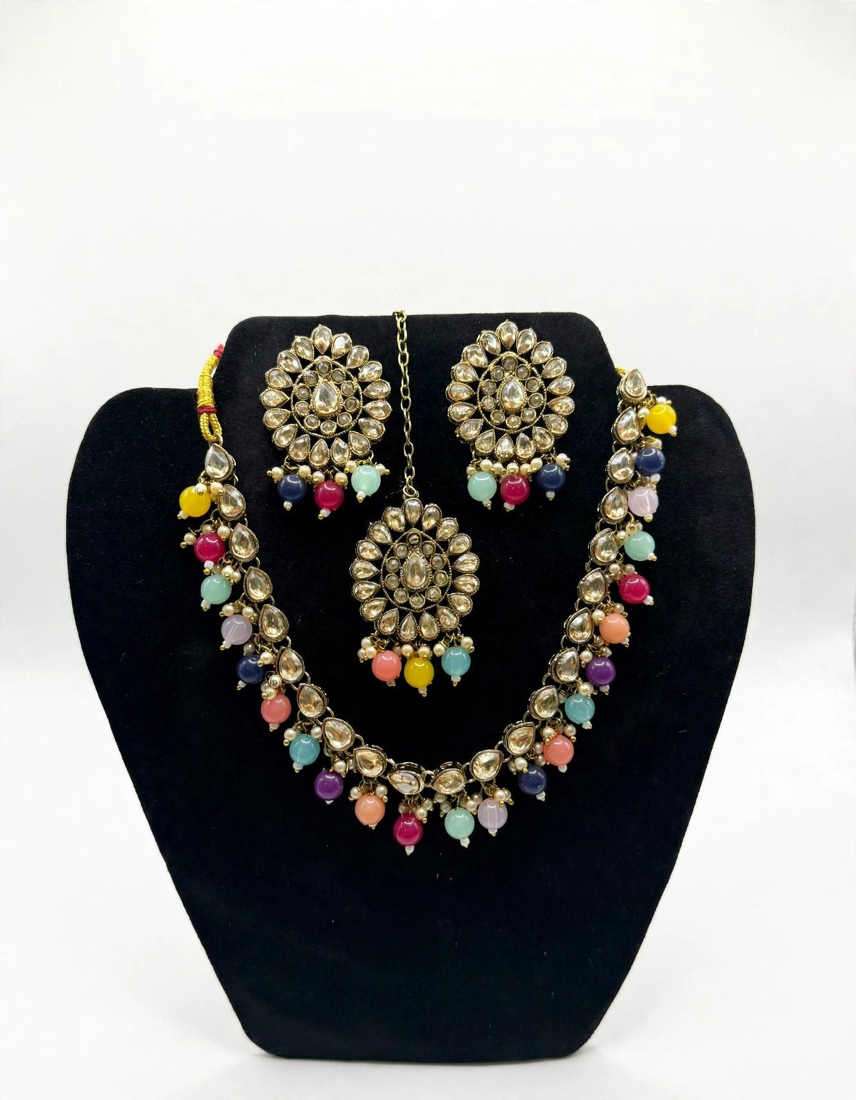 Navrang Multicolour Kundan Necklace Set - studio view