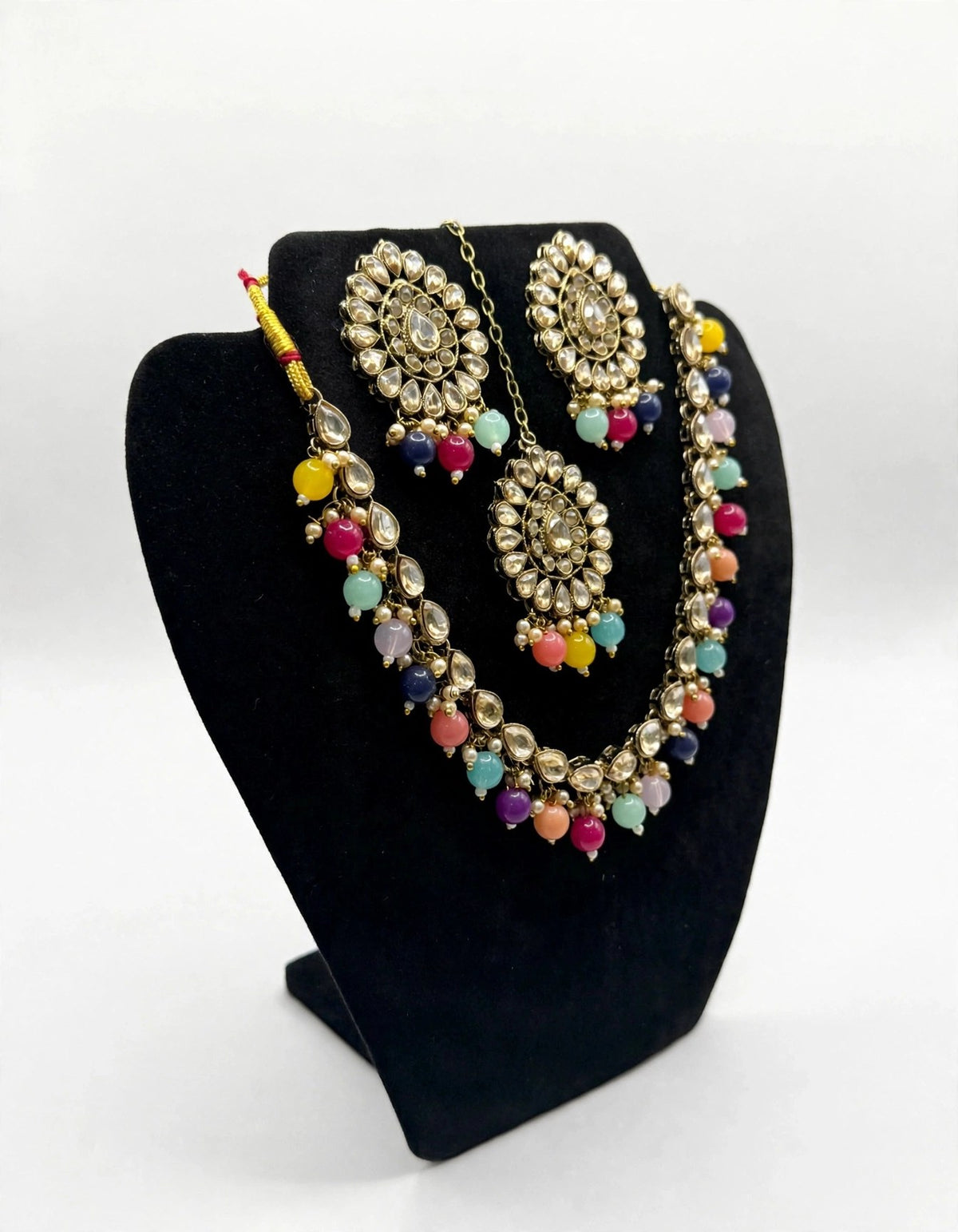 Navrang Multicolour Kundan Necklace Set - 3D view