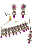 Gulmohar Magenta Choker Set - studio view