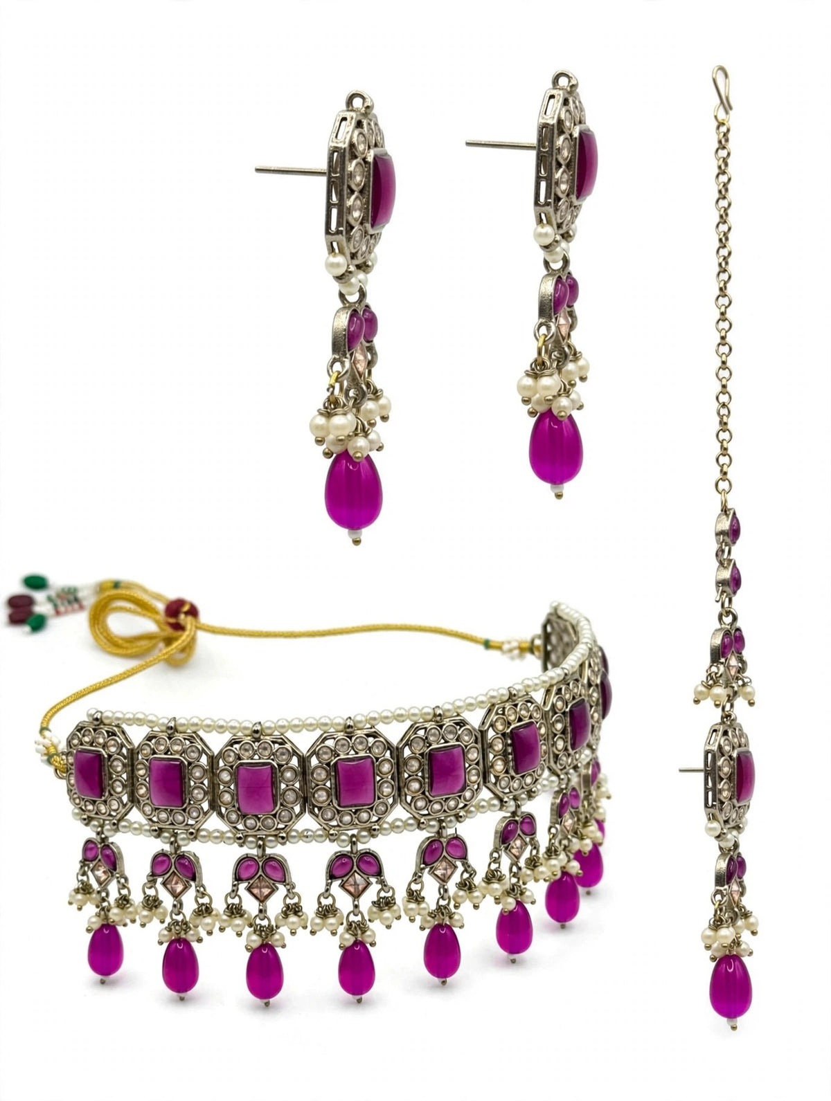Gulmohar Magenta Choker Set - second angle
