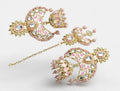 Noor Blush Kundan Chandbali Earrings with Maang Tikka - studio view