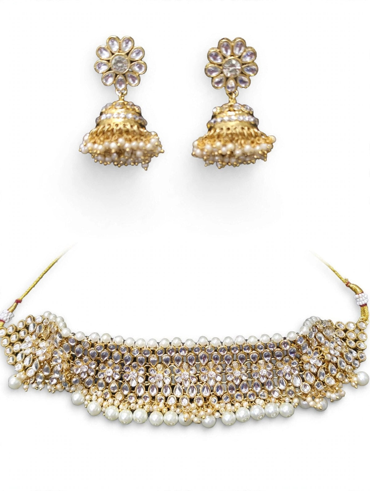 Maharani Gold Pearl Kundan Choker Set - second angle