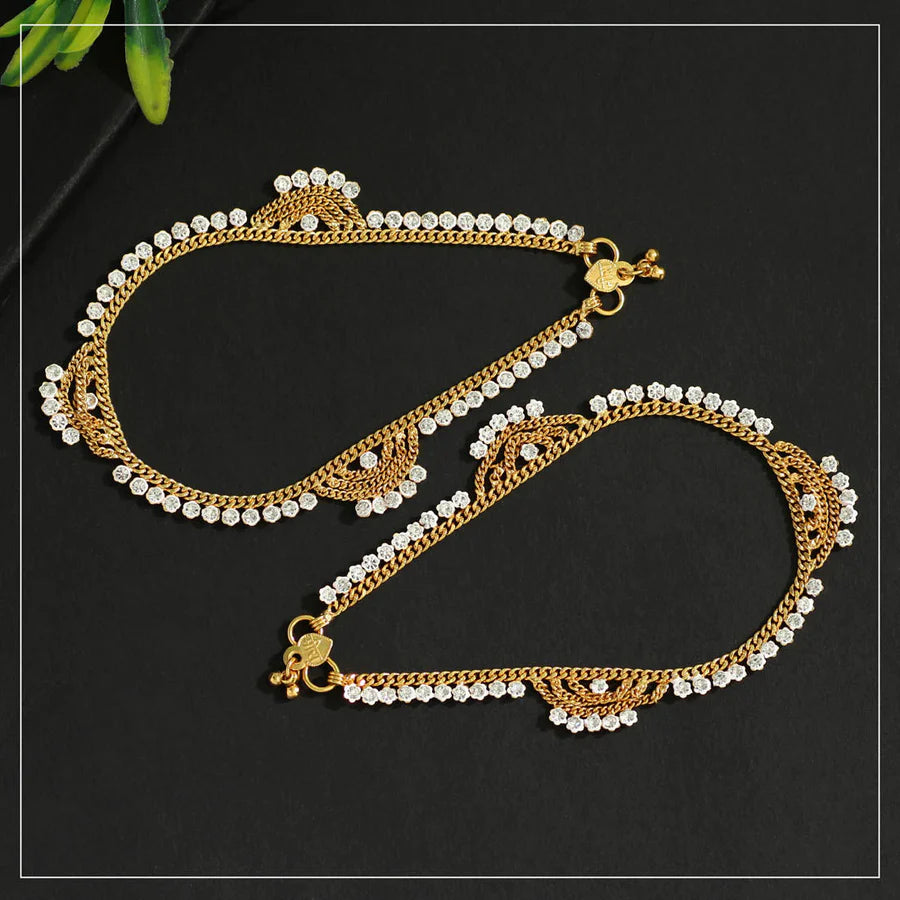 Beautiful Gold Colour Rhinestone Anklets