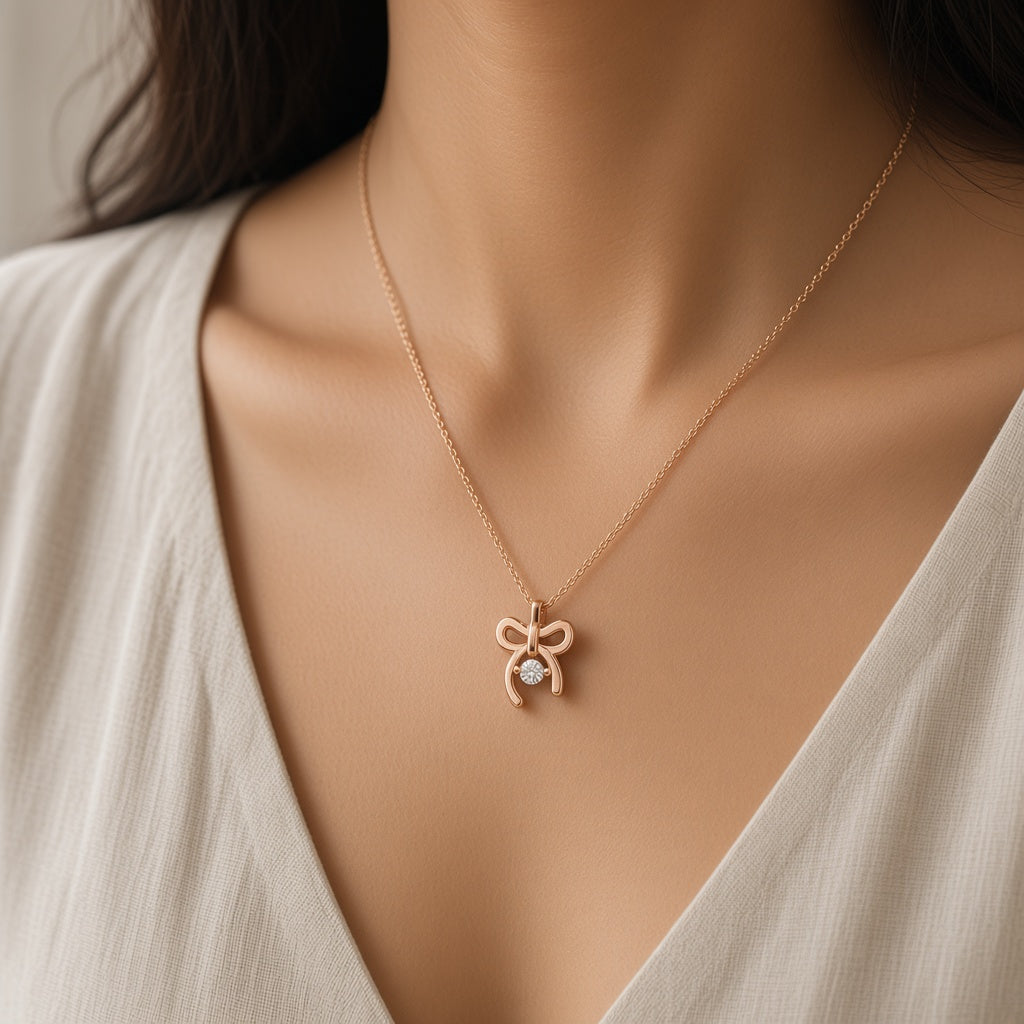 Bandhan Bow Pendant Necklace by The P.S Collection - worn