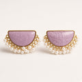 Chandra Half-Moon Pearl Earrings by The P.S Collection - studio view