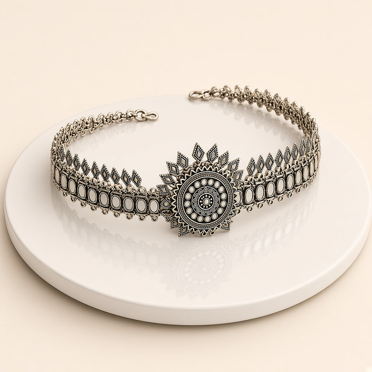 Darpan Oxidised Mirror Maang Tikka – 3D view