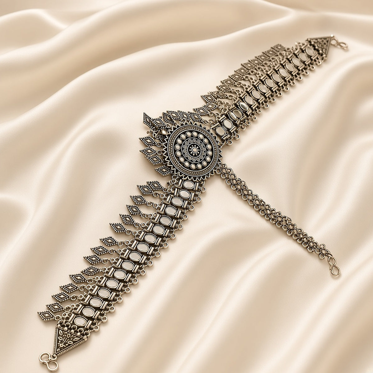 Darpan Oxidised Mirror Maang Tikka – second angle