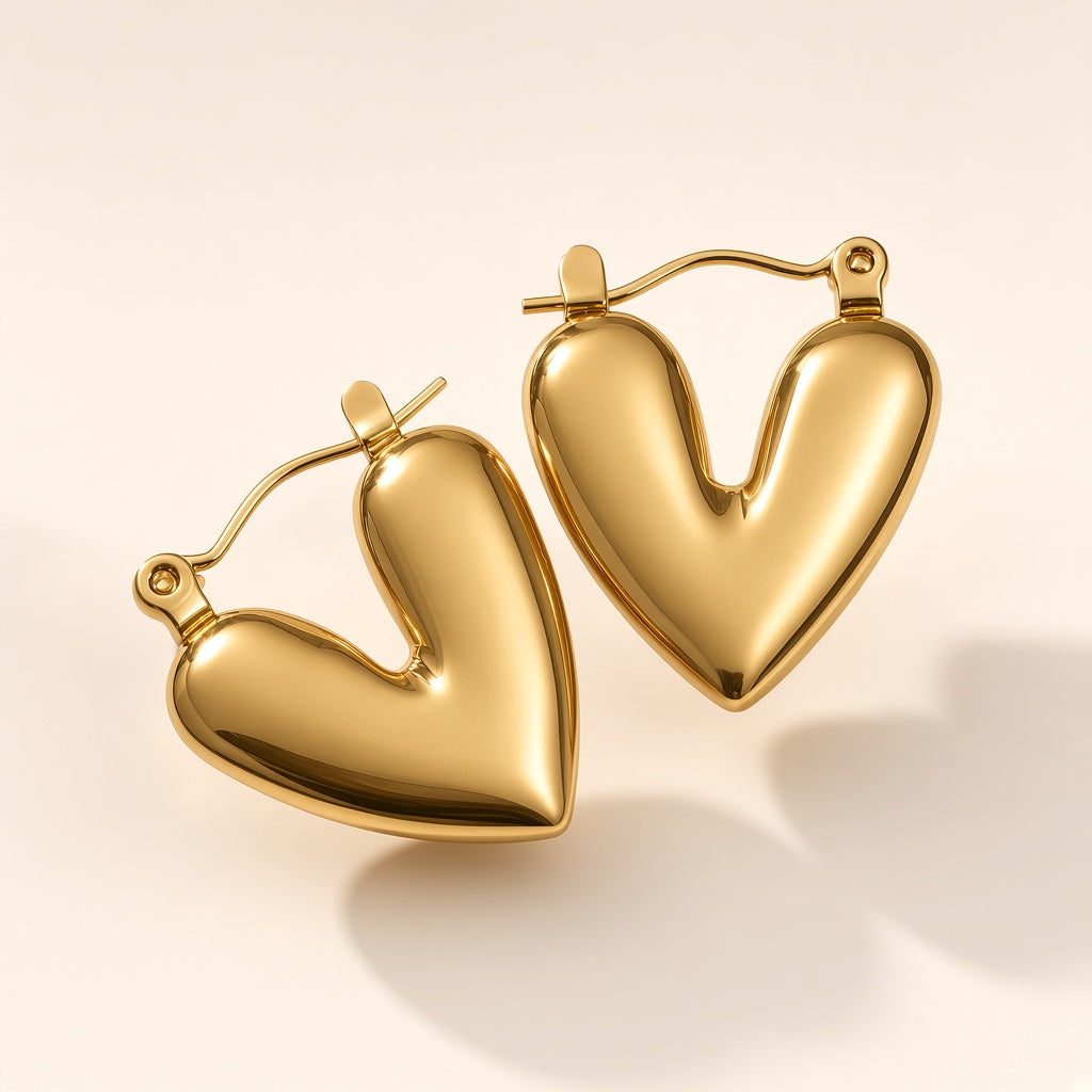 Dil Gold Heart Hoop Earrings by The P.S Collection - 3D view