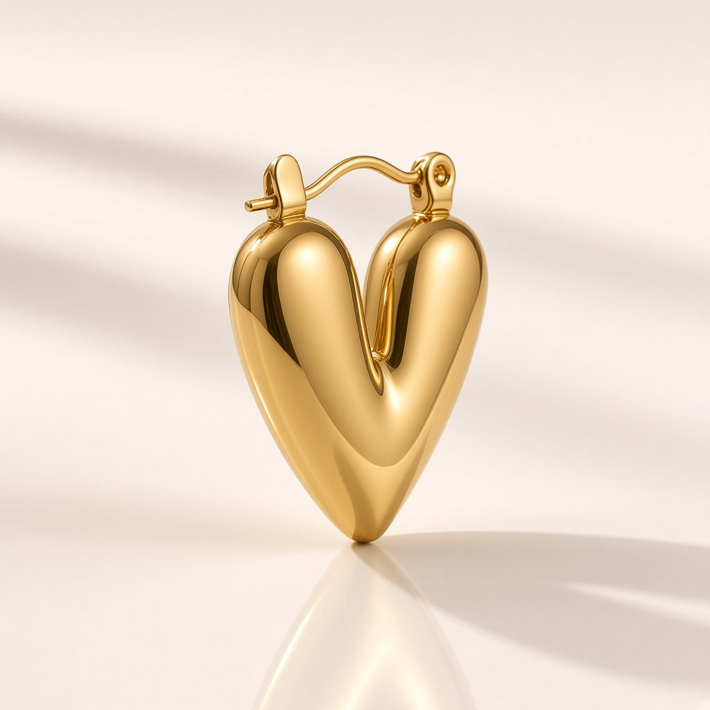 Dil Gold Heart Hoop Earrings by The P.S Collection - alternate angle