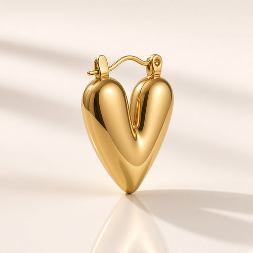 Dil Gold Heart Hoop Earrings by The P.S Collection - alternate angle