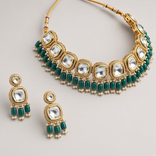 Firoza Teal Polki Choker Set - second angle