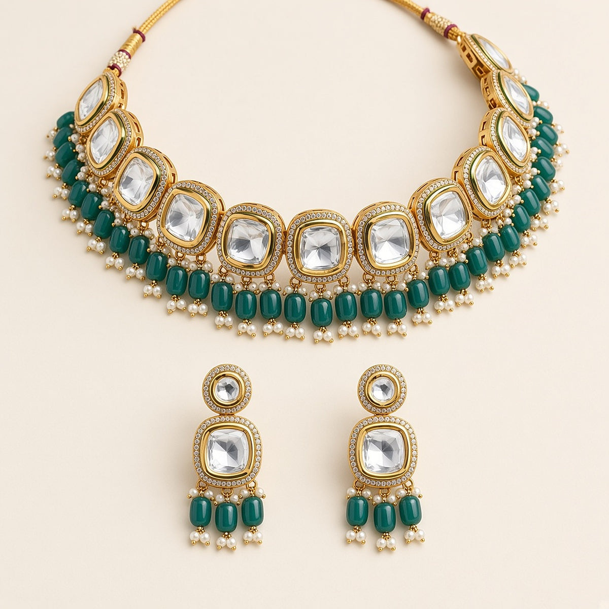 Firoza Teal Polki Choker Set – studio view