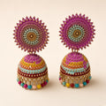 Gulabi Sunburst Jhumkas, pink jhumka earrings by The P.S Collection - studio view