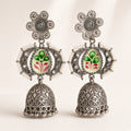 Hariyali Oxidised Jhumkas by The P.S Collection - studio view
