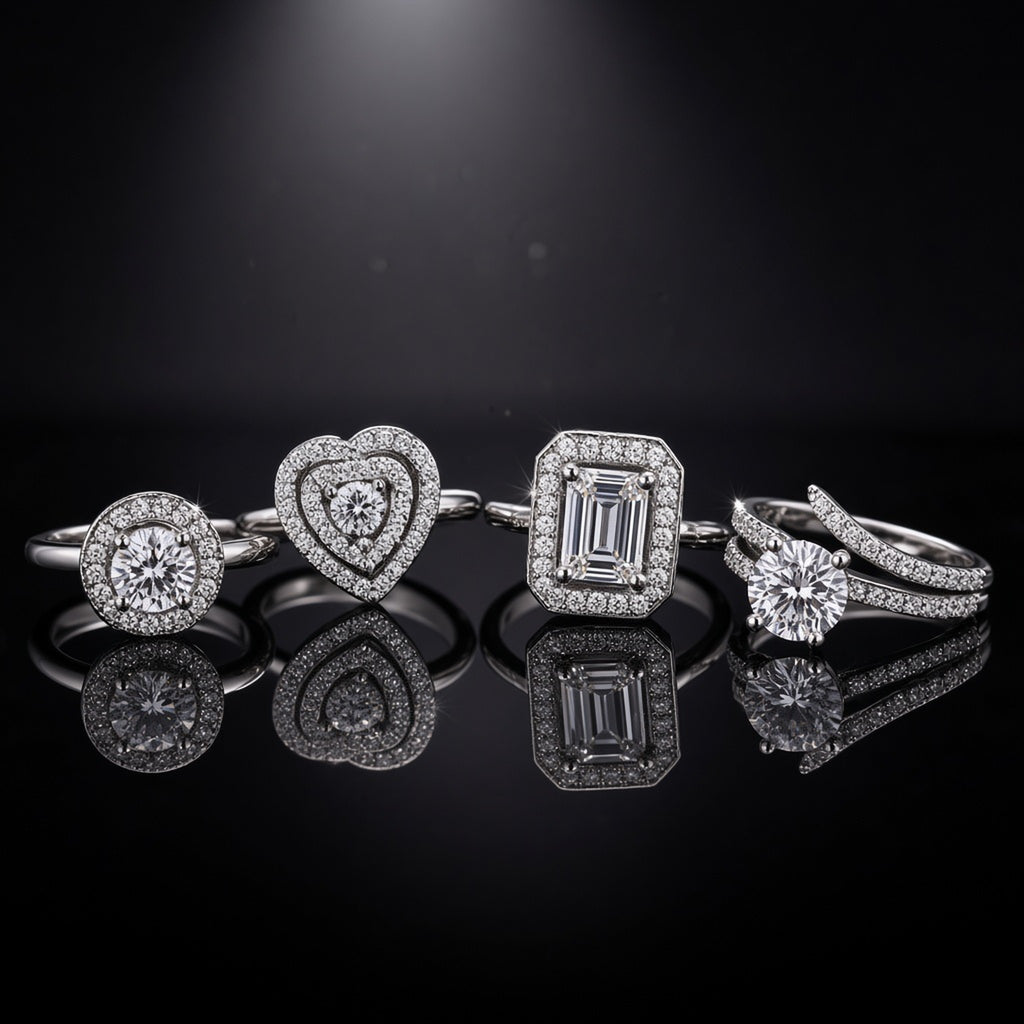 Jyoti CZ Cocktail Rings cubic zirconia cocktail ring by The P.S Collection - detail on black