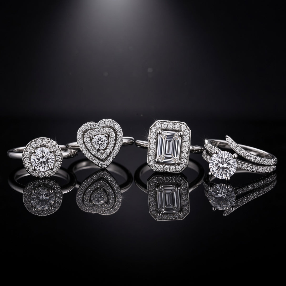 Jyoti CZ Cocktail Rings cubic zirconia cocktail ring by The P.S Collection - detail on black