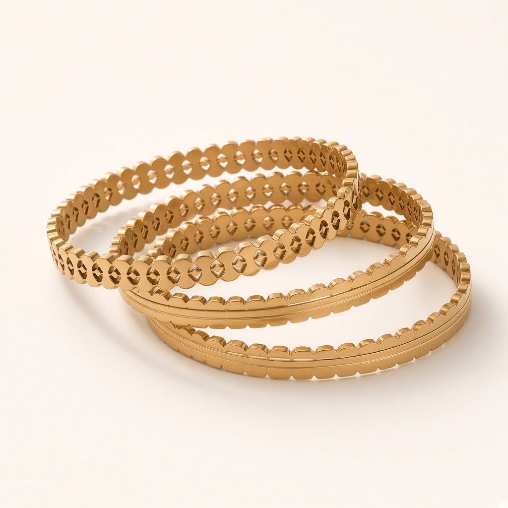 Kangan Gold-Tone Stacking Bangles by The P.S Collection - 3D view