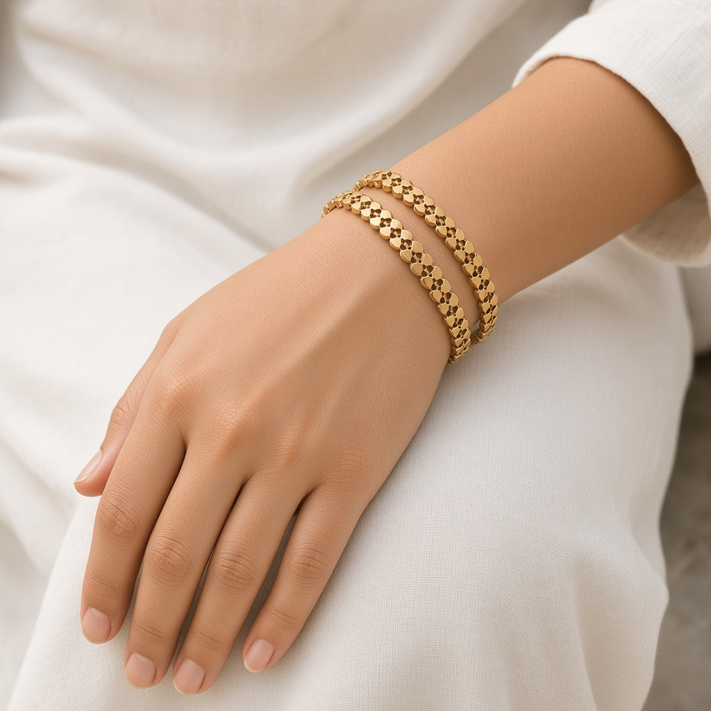 Kangan Gold-Tone Stacking Bangles by The P.S Collection - worn