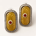 Kesar Yellow Glass Stud Earrings by The P.S Collection - studio view