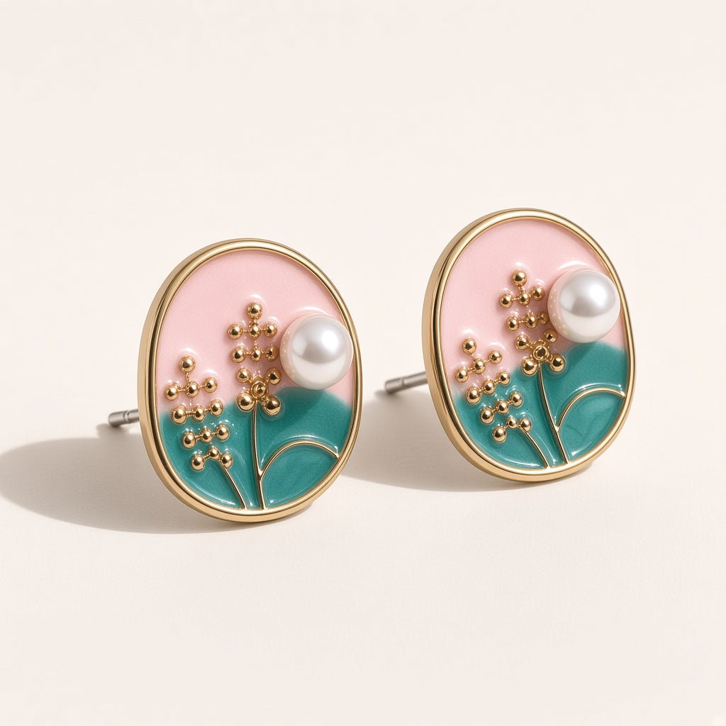 Kusum Enamel Button Studs by The P.S Collection - 3D view