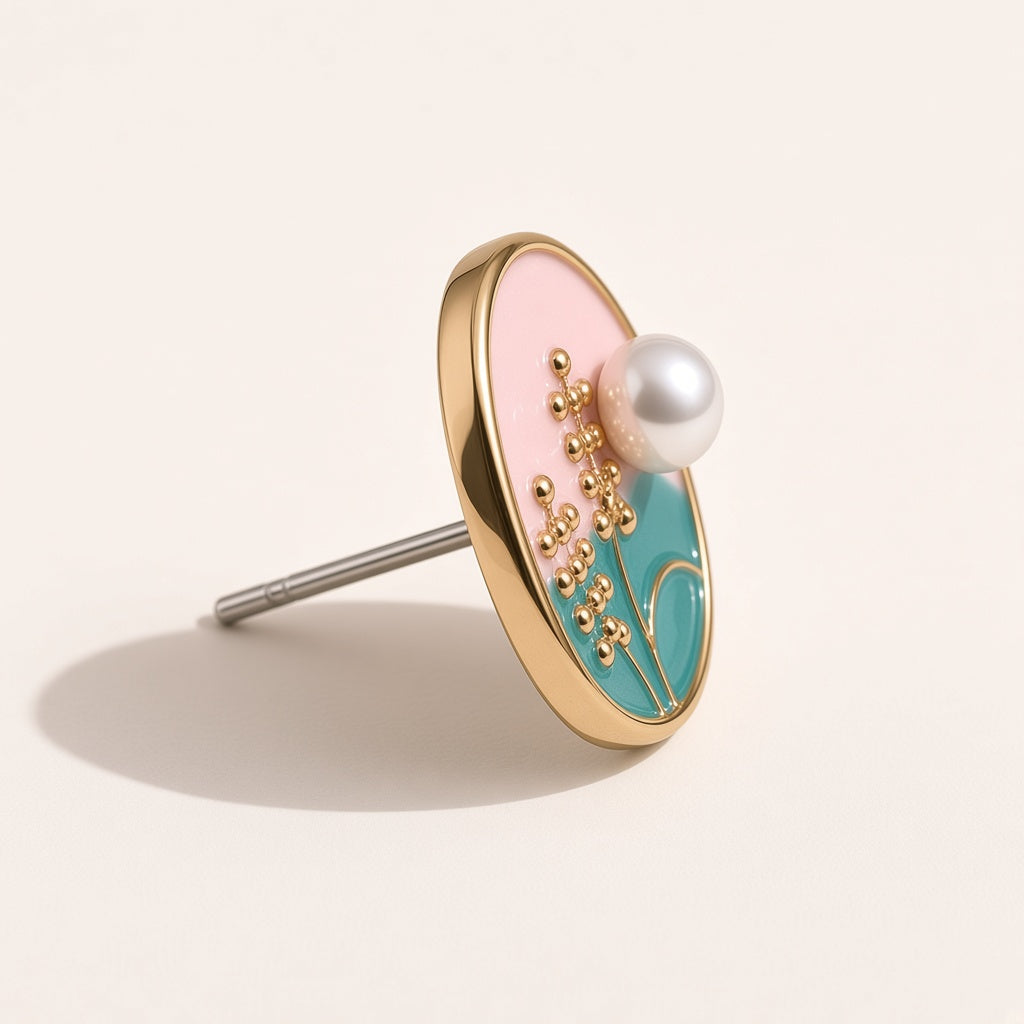 Kusum Enamel Button Studs by The P.S Collection - alternate angle