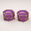 Lavanya lavender glass bangle set with gold-tone accents, studio shot on cream background