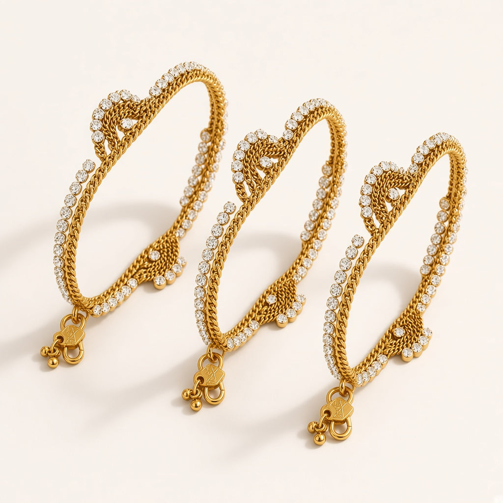Nritya paisley payal anklets, 3D three-quarter view