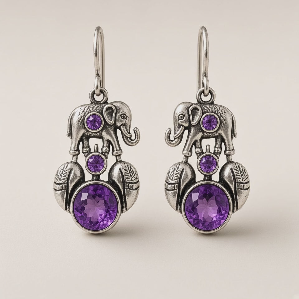 Haathi Oxidised Elephant Earrings by The P.S Collection - 360 degree spin video
