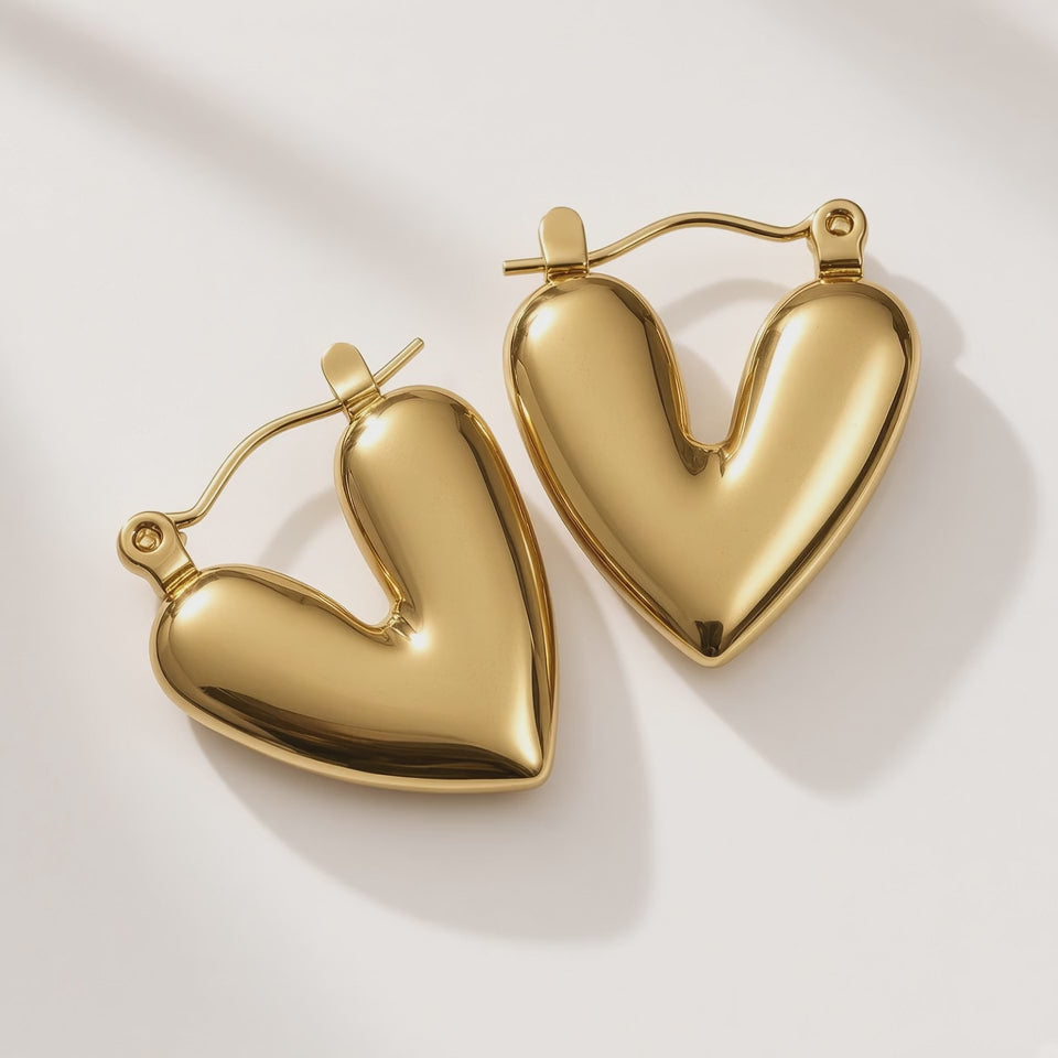 Dil Gold Heart Hoop Earrings by The P.S Collection - 360 degree spin video