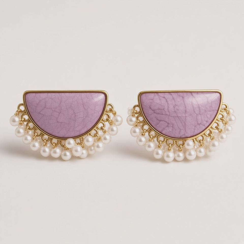 Chandra Half-Moon Pearl Earrings by The P.S Collection - 360 degree spin video