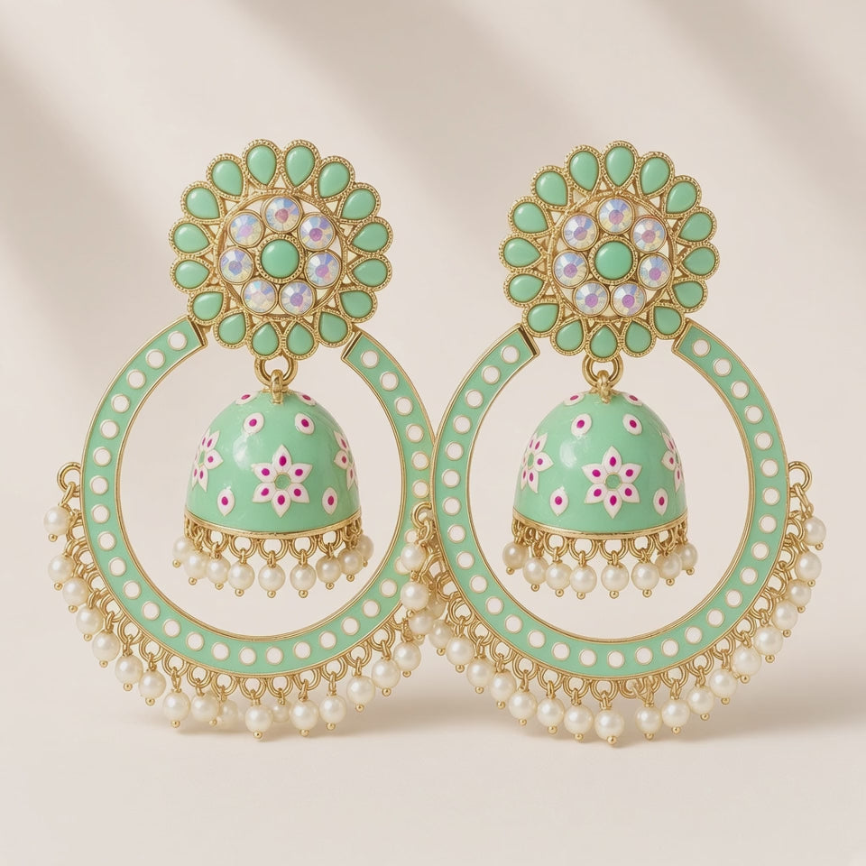 Mehak Mint Chandbali Hoop Jhumkas - 10s video