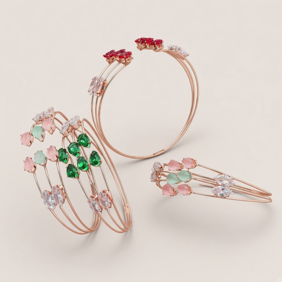 Lalit Rose Gold Wire Cuffs - 360 degree spin video