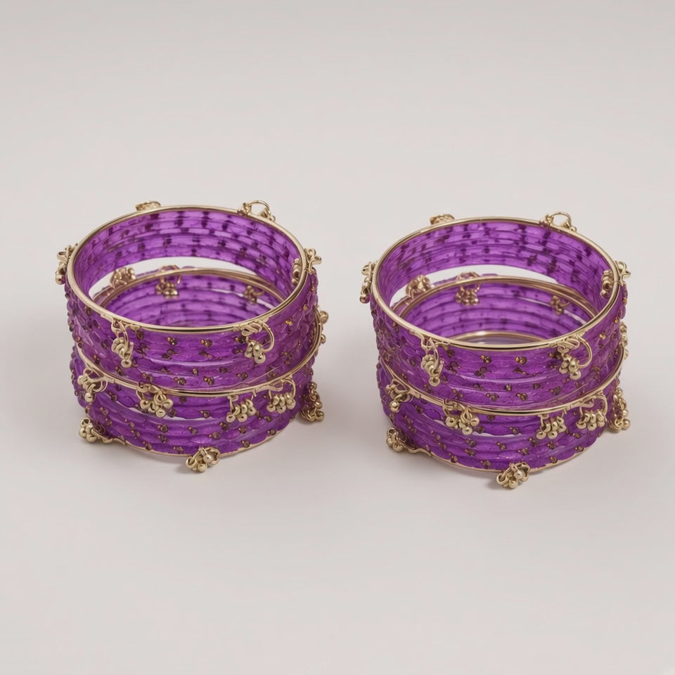 Lavanya lavender glass bangle set, 360-degree spin video