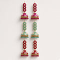 Rangoli Meenakari Drop Jhumkas meenakari drop jhumkas by The P.S Collection - studio view