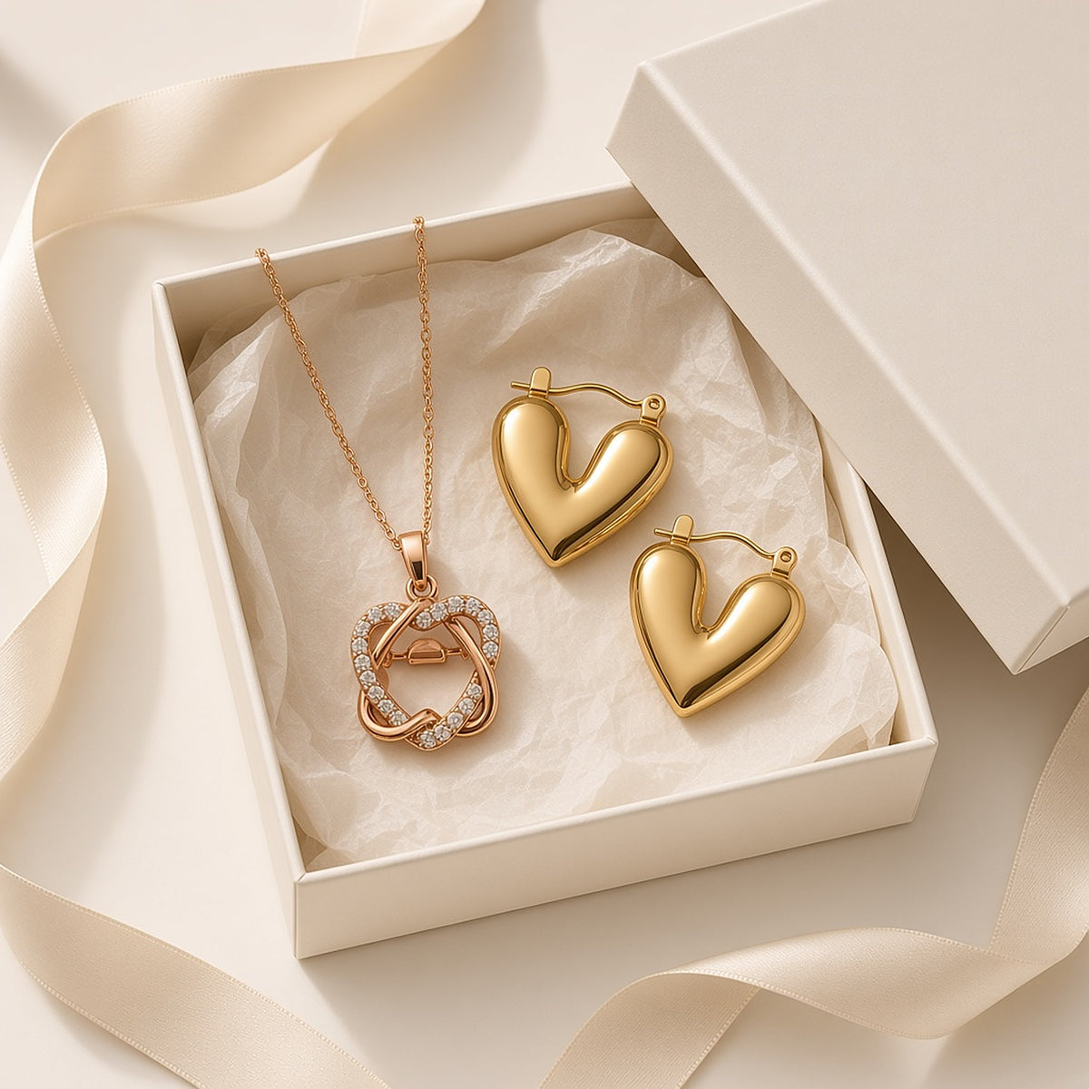 Rose Gold Romance Gift Box – styled flat-lay